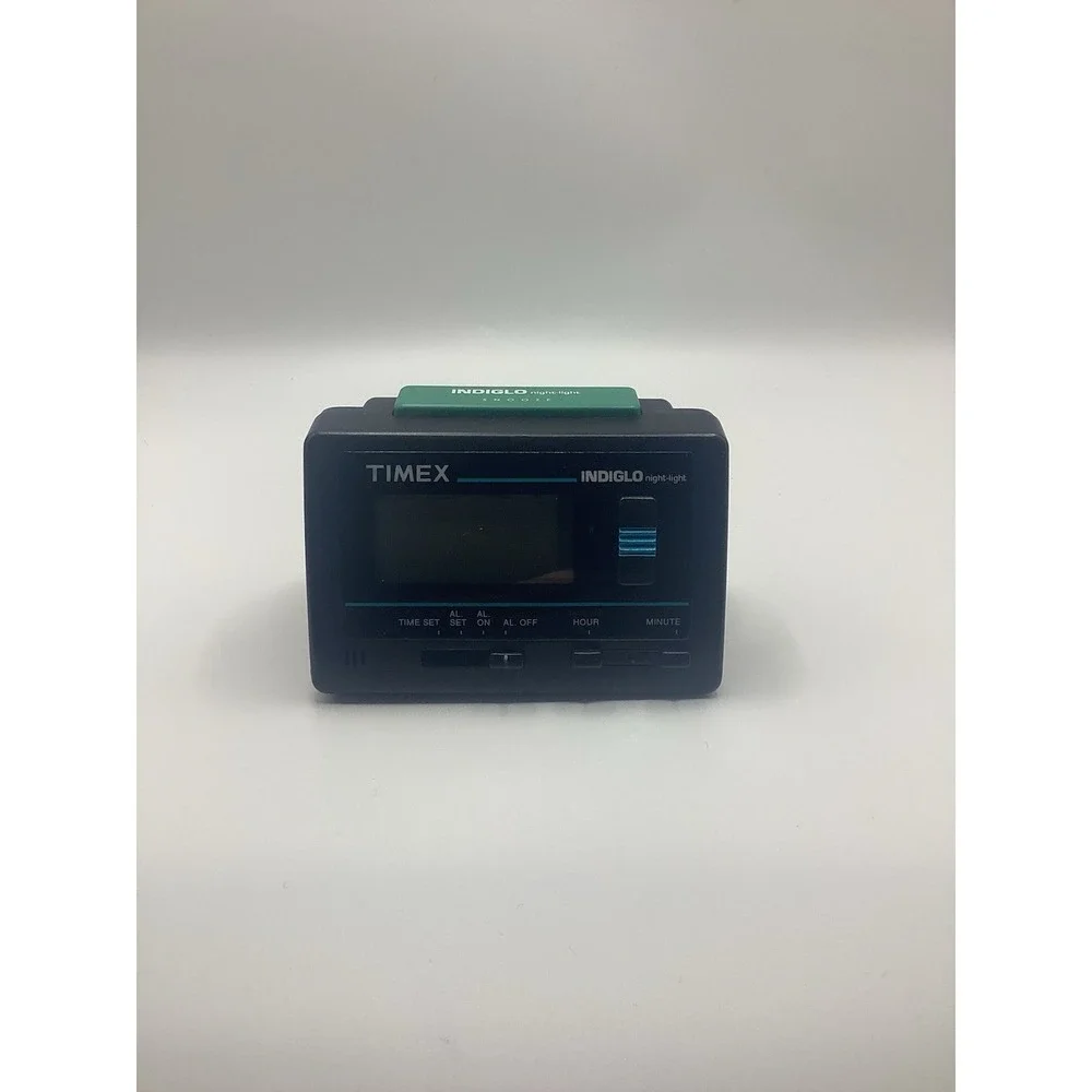 Times Indiglo Digital Alarm Clock Black Teal Snooze Travel